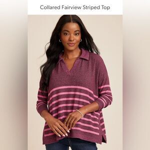 Maurice’s Collared Fairview Striped Top NWT